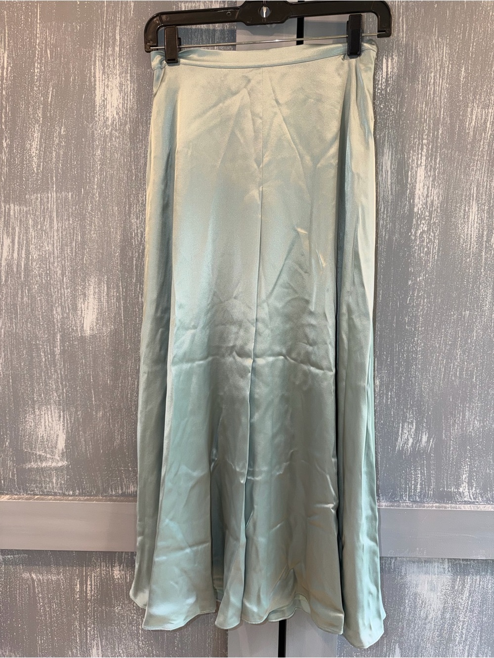 Kate Spade Silk Midi Skirt Mint Green Overlap Slit Size 0 Satin Skirt - Picture 8 of 9